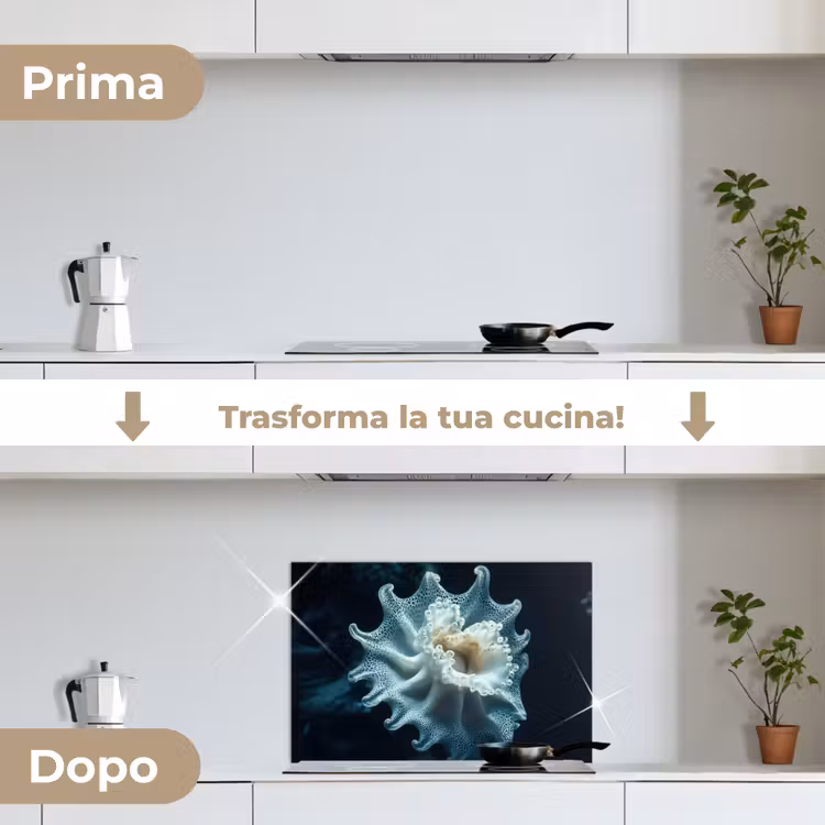 Paraschizzi cucina - Creatura marina - Bianco - Onde - Acqua — 7