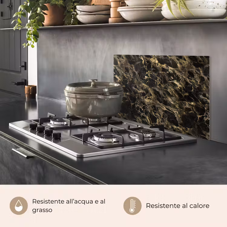 Paraschizzi cucina - Cristallo - Oro - Nero - Marmo — 2