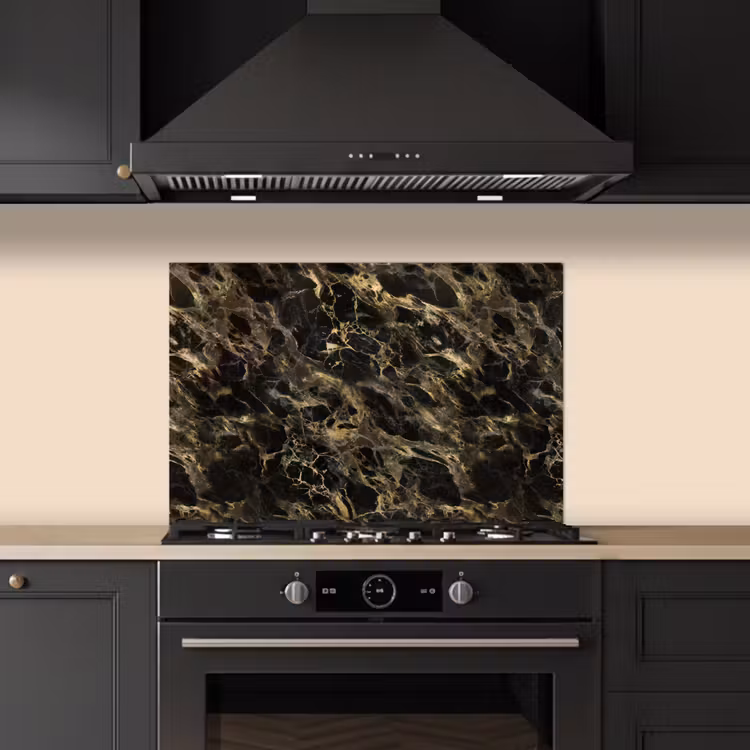 Paraschizzi cucina - Cristallo - Oro - Nero - Marmo — 5