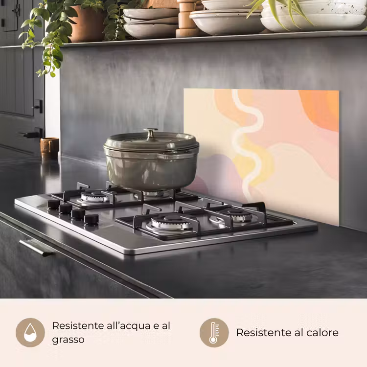 Paraschizzi cucina - Forme ondulate - Astratto - Pastello — 2