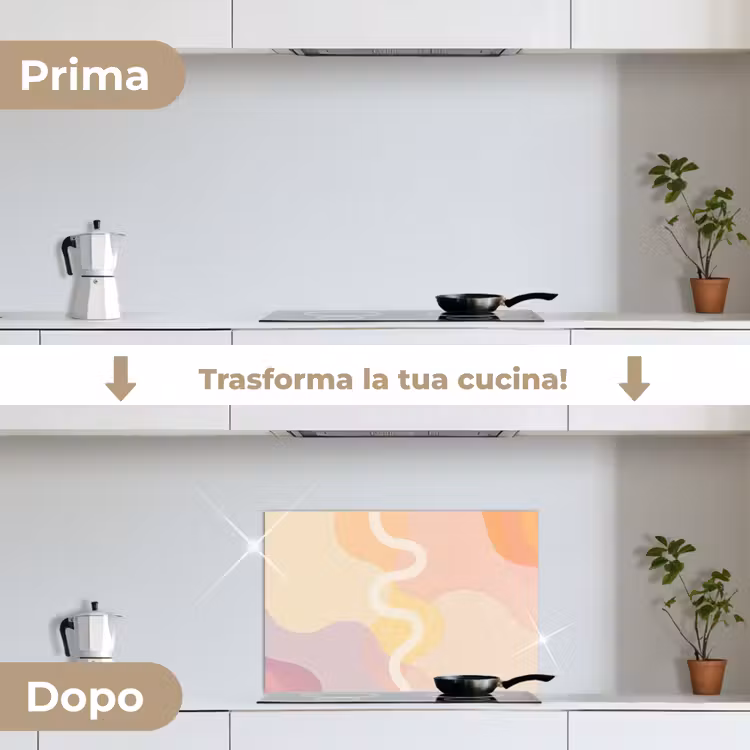 Paraschizzi cucina - Forme ondulate - Astratto - Pastello — 7
