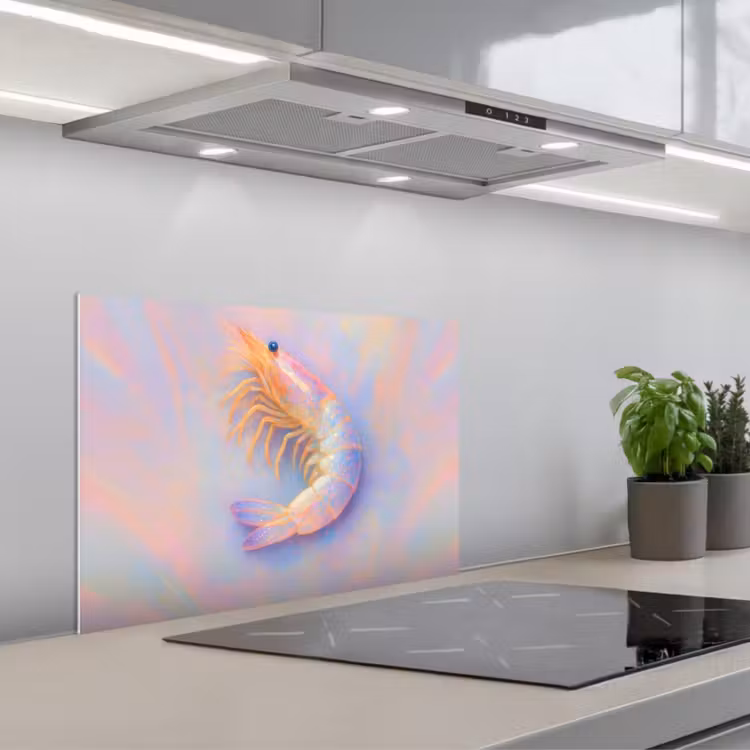 Paraschizzi cucina - Gamberetti - Struttura sottile - Blu - Rosa — 1