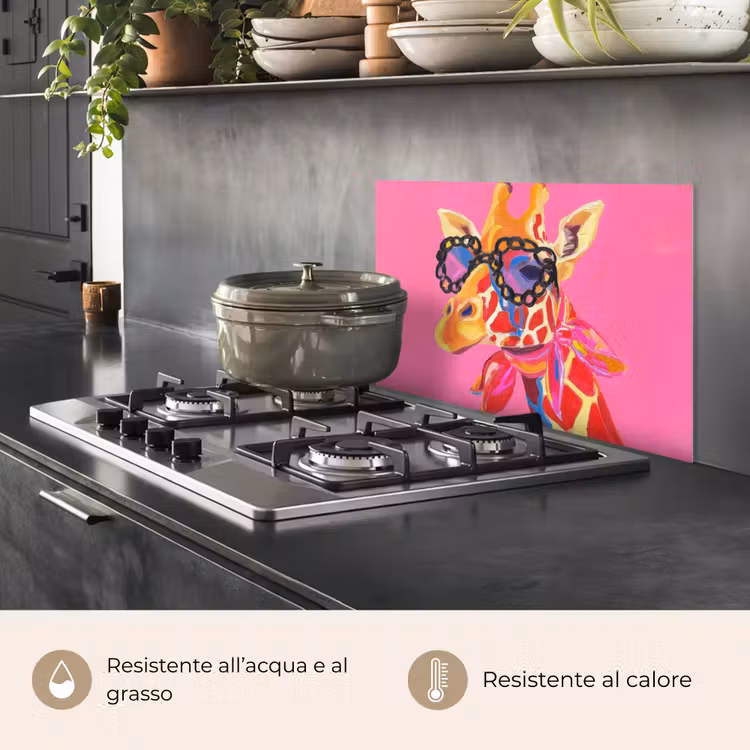 Paraschizzi cucina - Giraffa - Rosa - Occhiali - Sciarpa — 2