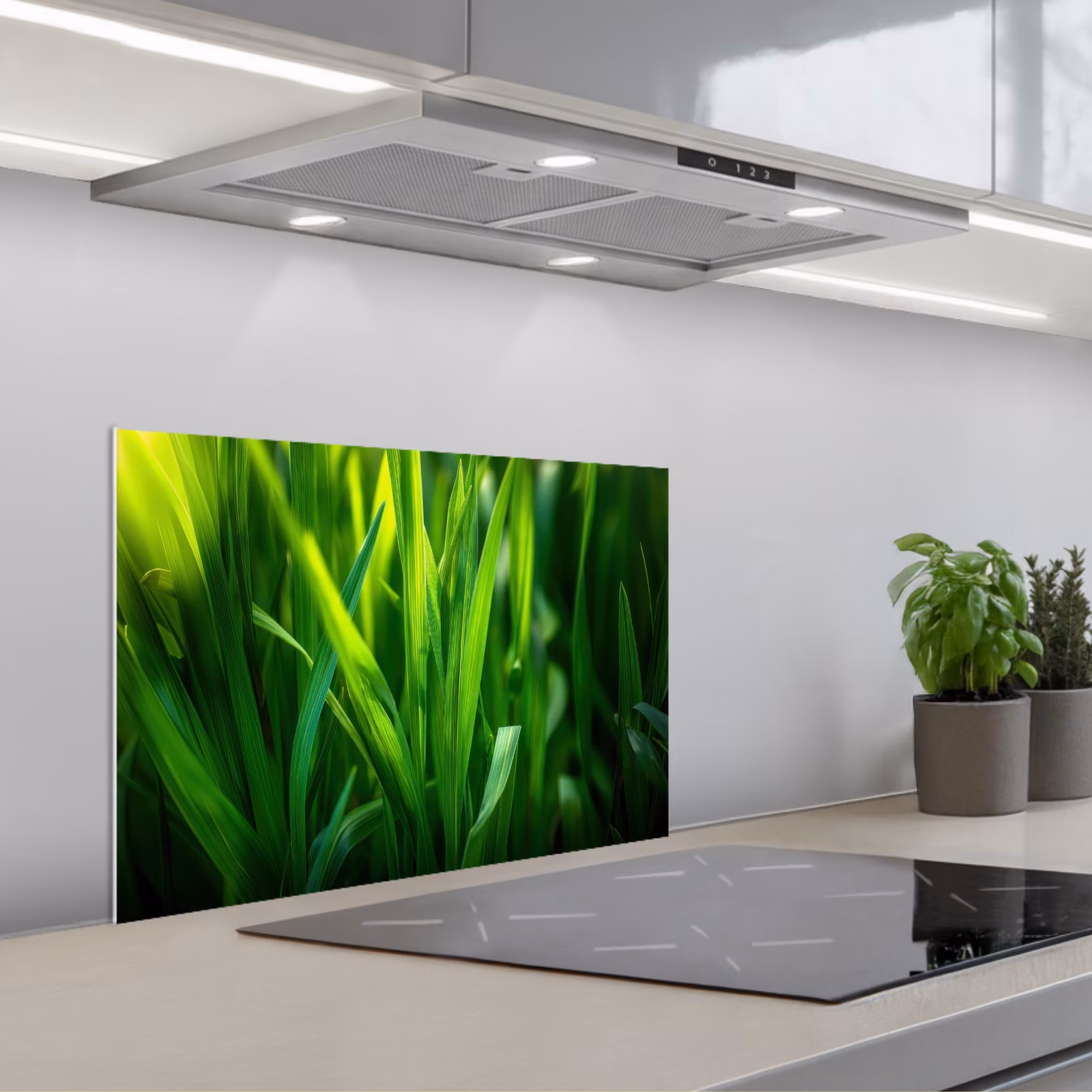 Paraschizzi cucina - Fili d'erba - Luce - Verde — 1