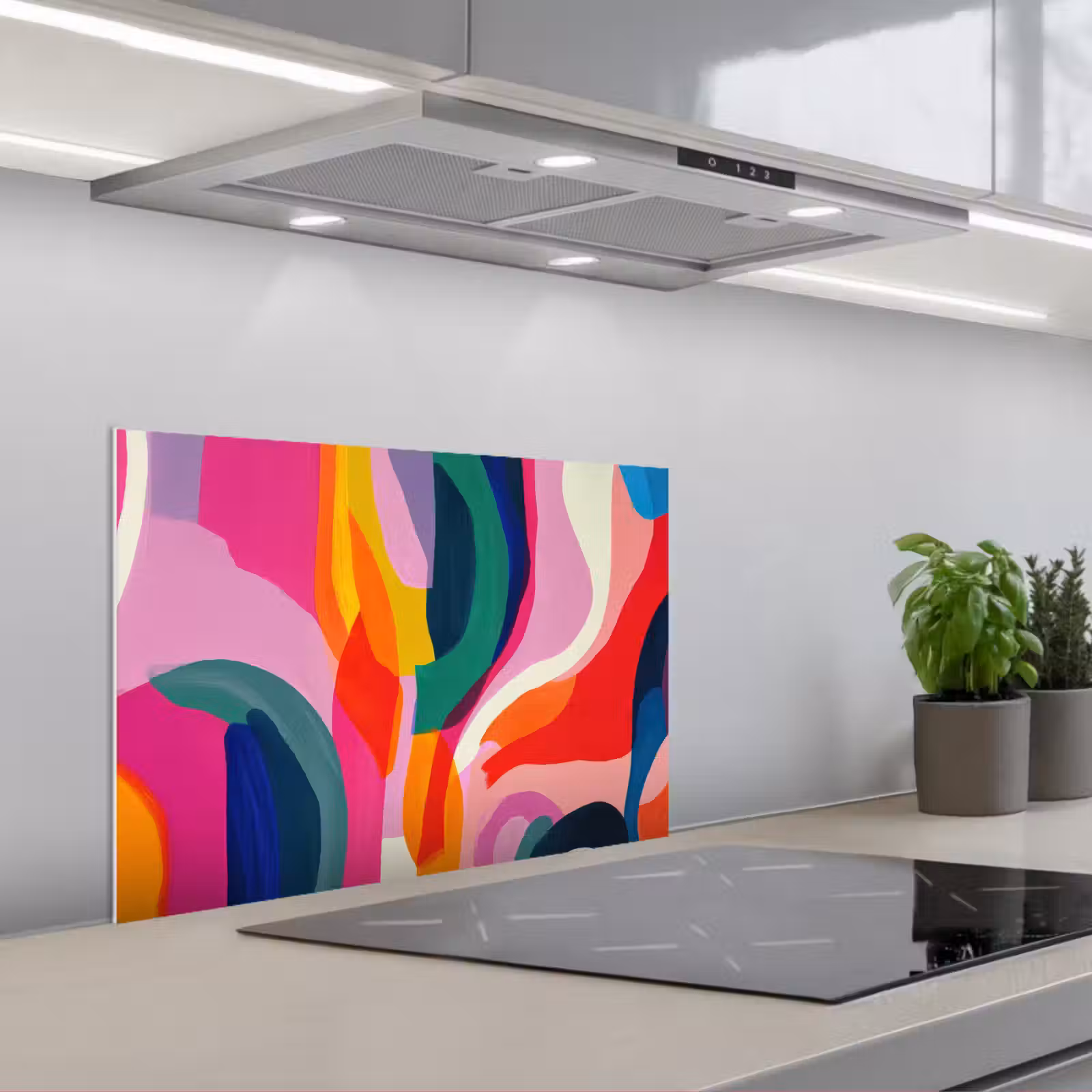 Paraschizzi cucina - Forme - Ondulate - Astratte - Rosa brillante — 1