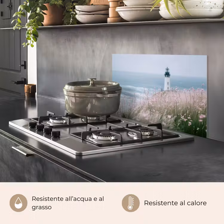 Paraschizzi cucina - Faro - Scogliera - Mare - Fiori — 2