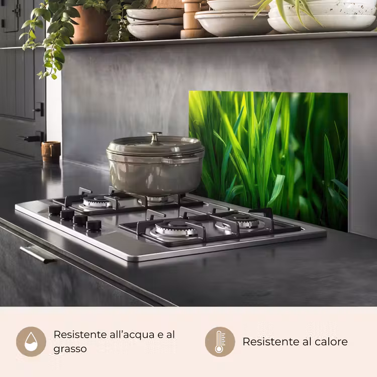 Paraschizzi cucina - Fili d'erba - Luce - Verde — 2