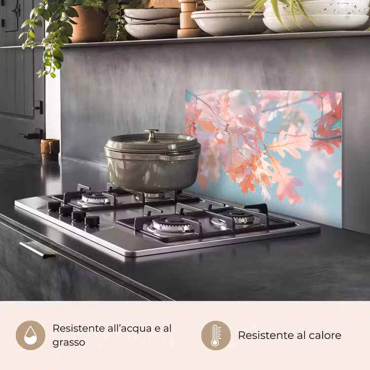 Paraschizzi cucina - Foglie di quercia - Rami - Rosa — 2