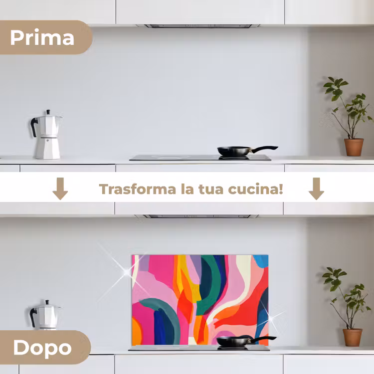 Paraschizzi cucina - Forme - Ondulate - Astratte - Rosa brillante — 7