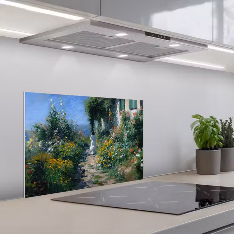 Paraschizzi cucina - Gatto - Donna - Fiori - Casa — 1