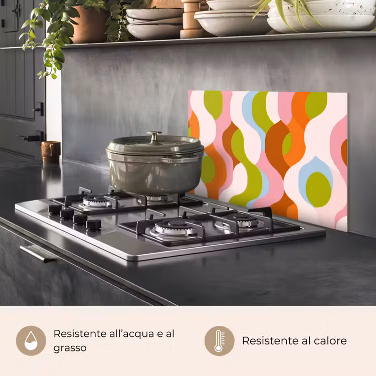 Paraschizzi cucina - Astratto - Forme - Rosa — 2