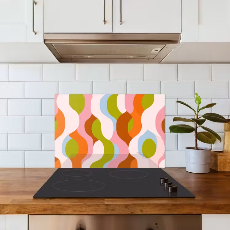 Paraschizzi cucina - Astratto - Forme - Rosa — 3