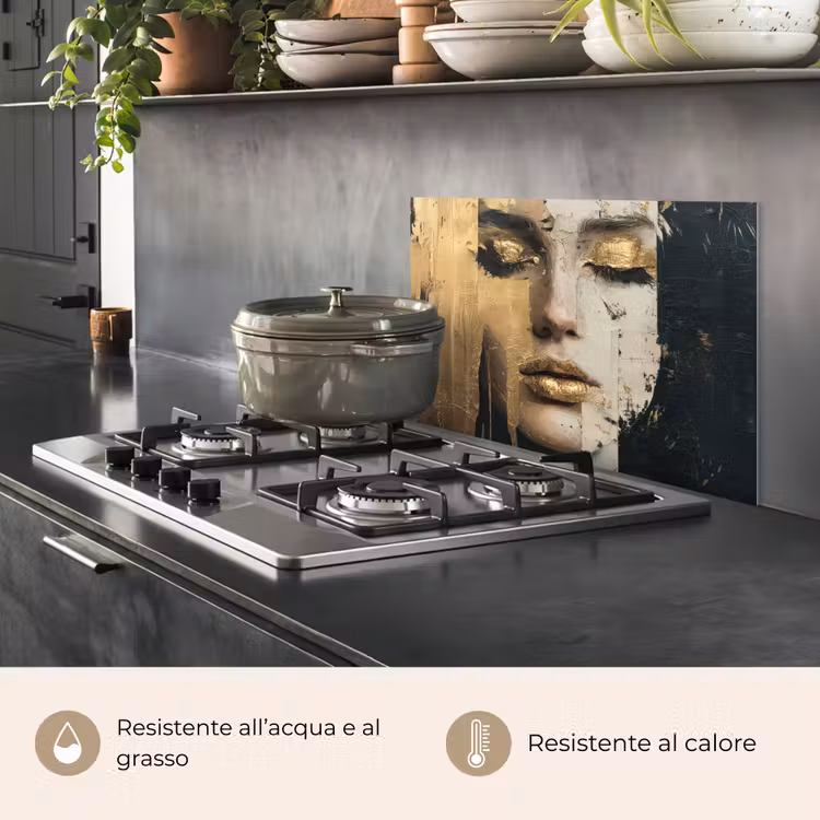 Paraschizzi cucina - Astratto - Oro - Viso - Labbra — 2