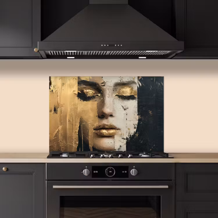 Paraschizzi cucina - Astratto - Oro - Viso - Labbra — 5
