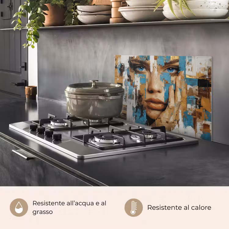Paraschizzi cucina - Astratto - Pennellate - Blu - Viso — 2