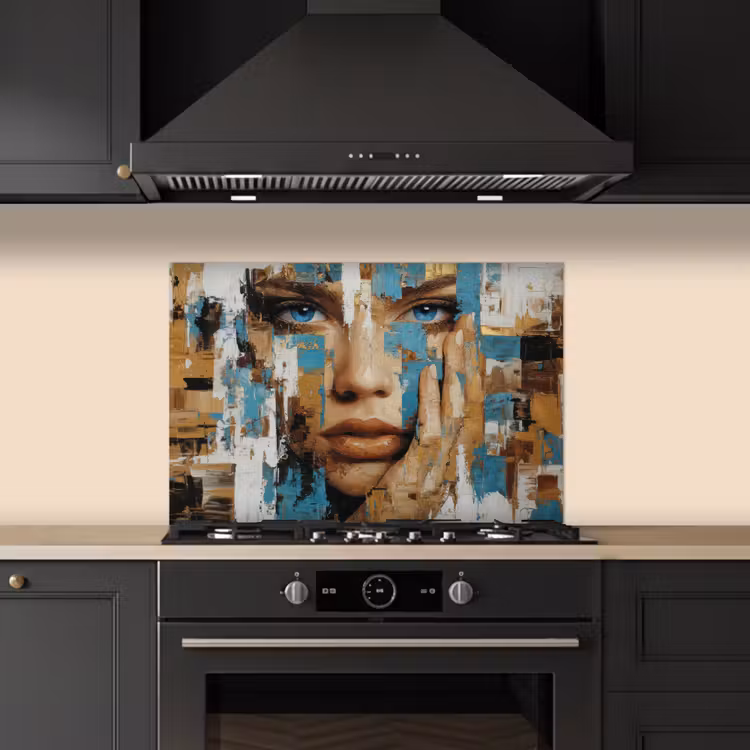 Paraschizzi cucina - Astratto - Pennellate - Blu - Viso — 5