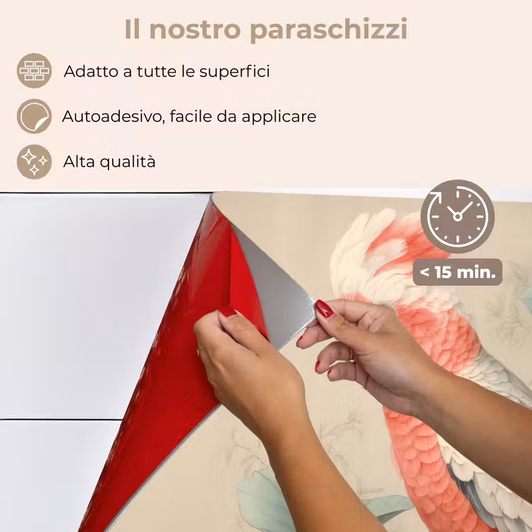 Paraschizzi cucina - Cacatua dalla cresta rosa - Ramo con frutti - Foglie — 4