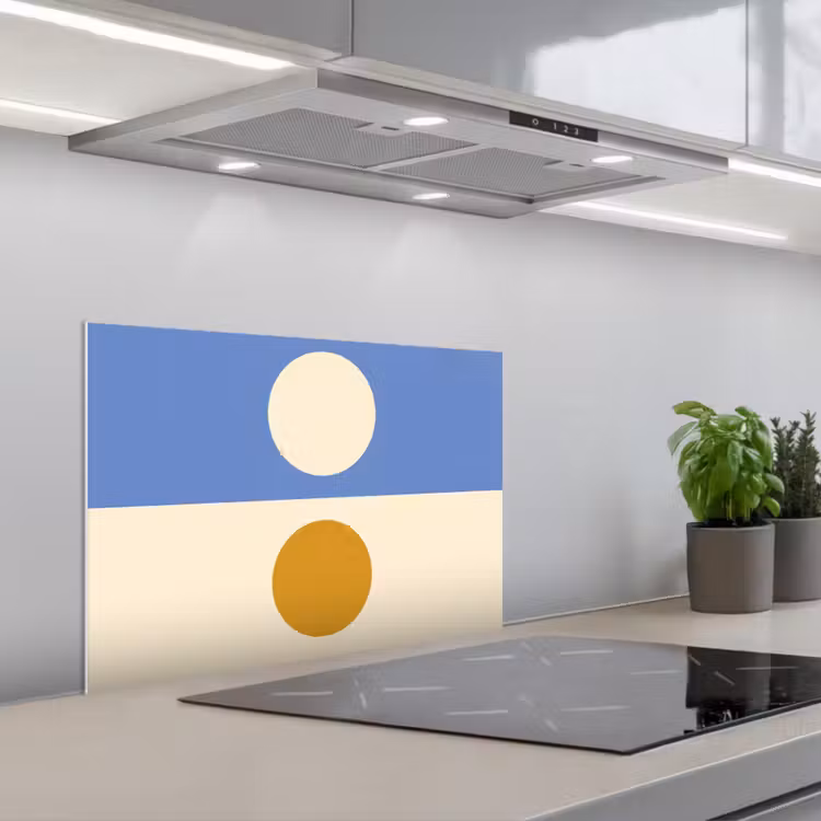 Paraschizzi cucina - Cerchi - Simmetrici - Bianco - Blu - Giallo — 1