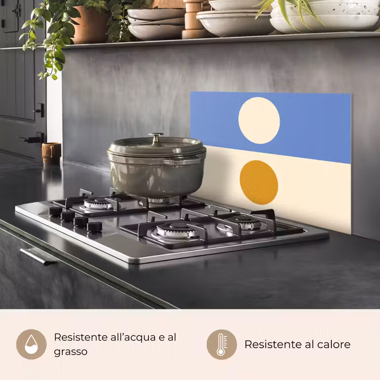 Paraschizzi cucina - Cerchi - Simmetrici - Bianco - Blu - Giallo — 2