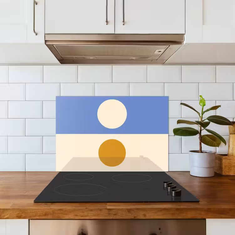 Paraschizzi cucina - Cerchi - Simmetrici - Bianco - Blu - Giallo — 3
