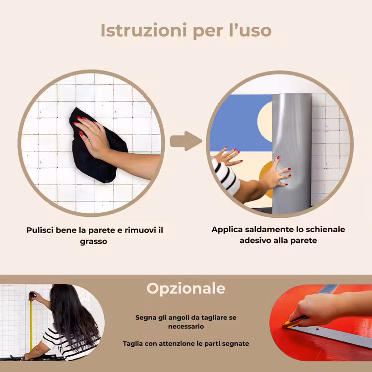 Paraschizzi cucina - Cerchi - Simmetrici - Bianco - Blu - Giallo — 6