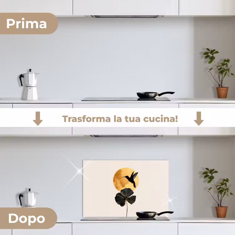 Paraschizzi cucina - Colibrì nero - Fiore - Cerchio d'oro — 7