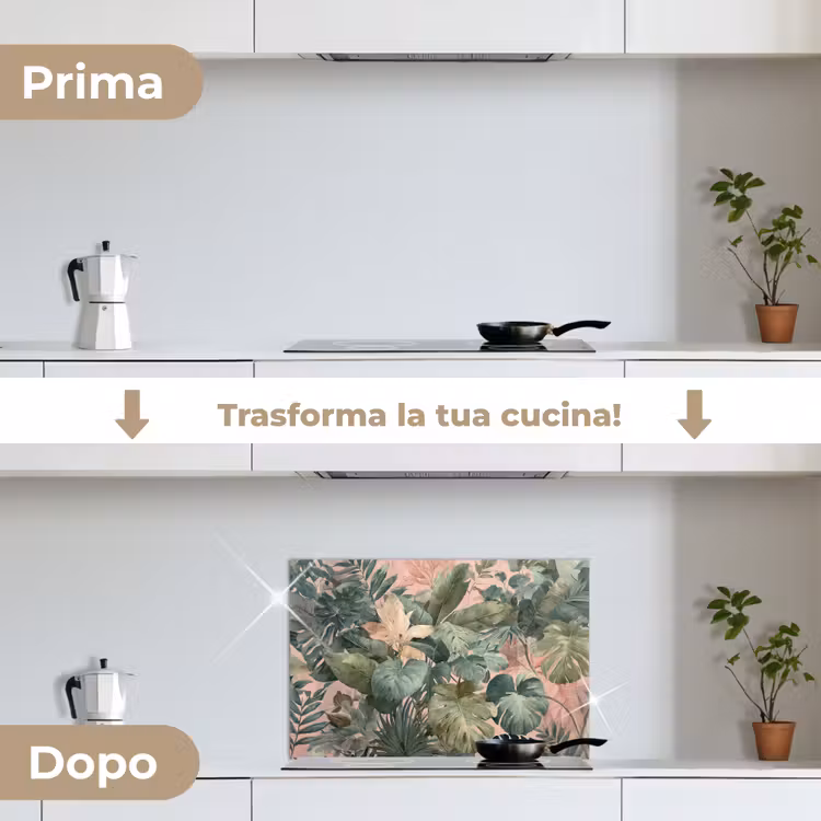 Paraschizzi cucina - Composizione delle foglie - Verde - Rosa — 7