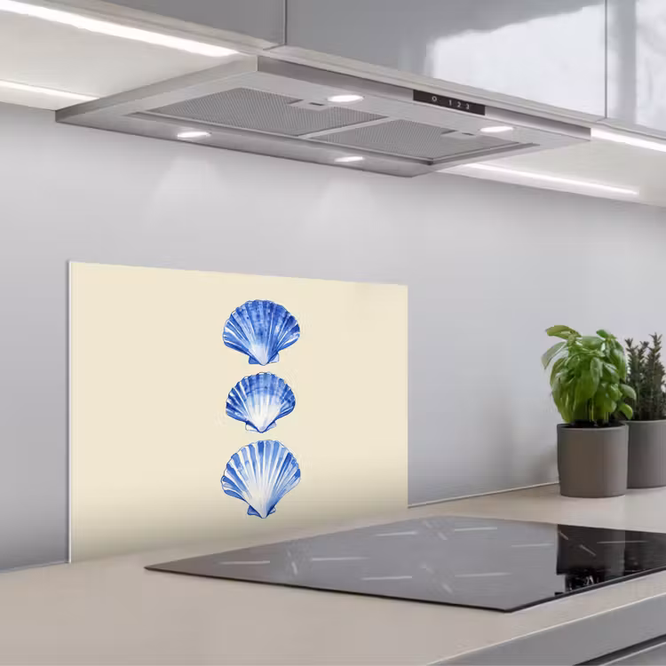 Paraschizzi cucina - Conchiglie - Blu - Beige — 1
