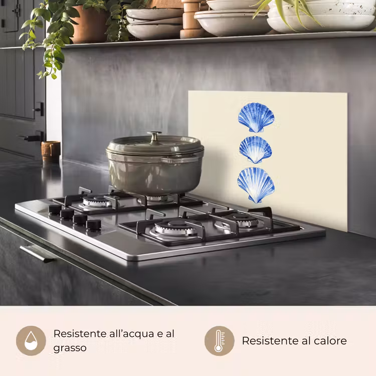 Paraschizzi cucina - Conchiglie - Blu - Beige — 2