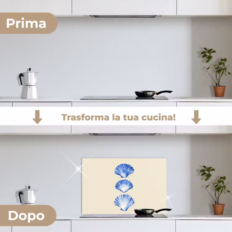 Paraschizzi cucina - Conchiglie - Blu - Beige — 7
