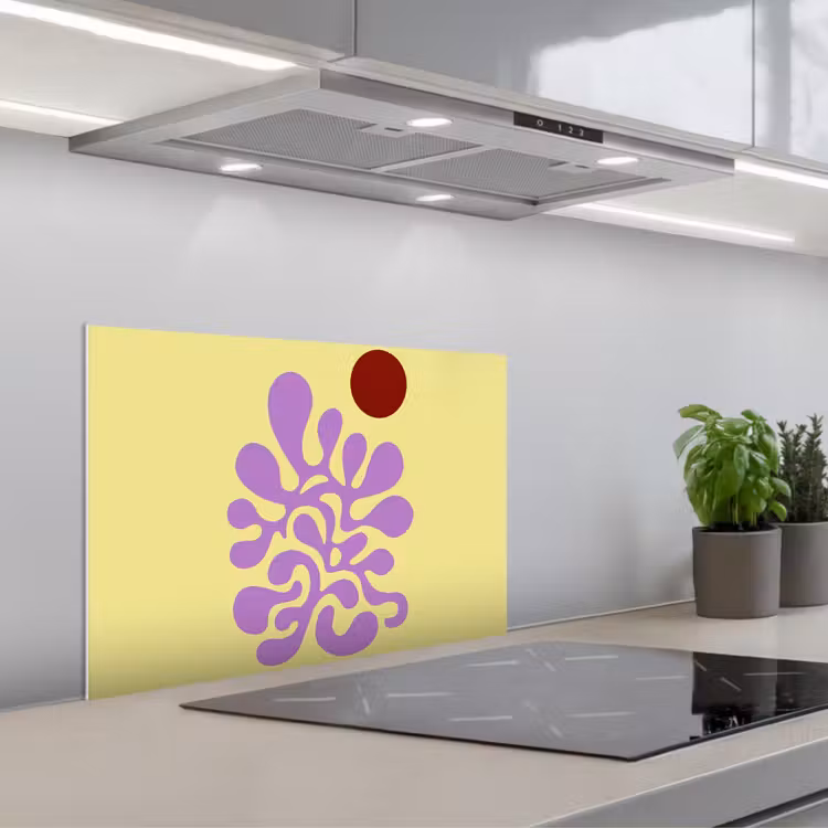 Paraschizzi cucina - Corallo - Cerchio - Astratto - Giallo — 1