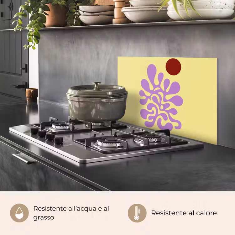 Paraschizzi cucina - Corallo - Cerchio - Astratto - Giallo — 2