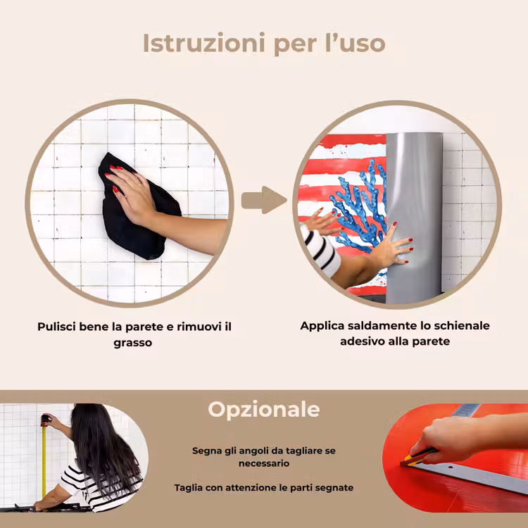 Paraschizzi cucina - Corallo - Struttura della vernice - Rosso - Blu — 6