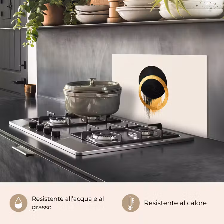 Paraschizzi cucina - Disegno astratto - Cerchio nero - Macchie di vernice — 2