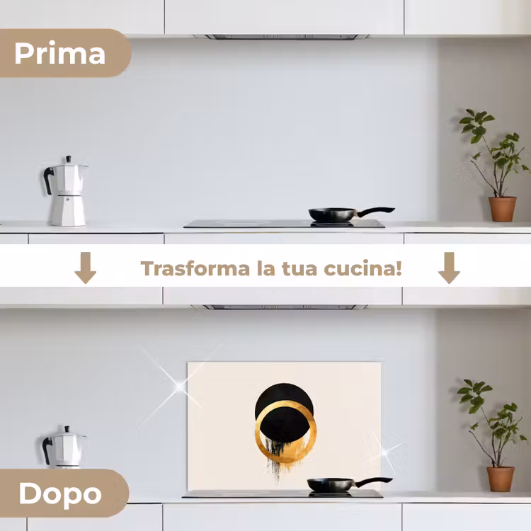 Paraschizzi cucina - Disegno astratto - Cerchio nero - Macchie di vernice — 7