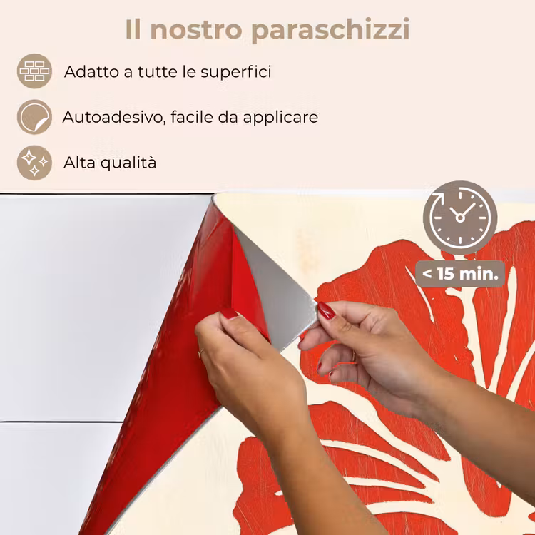 Paraschizzi cucina - Fiore di ibisco rosso - Sfondo strutturato - Beige — 4