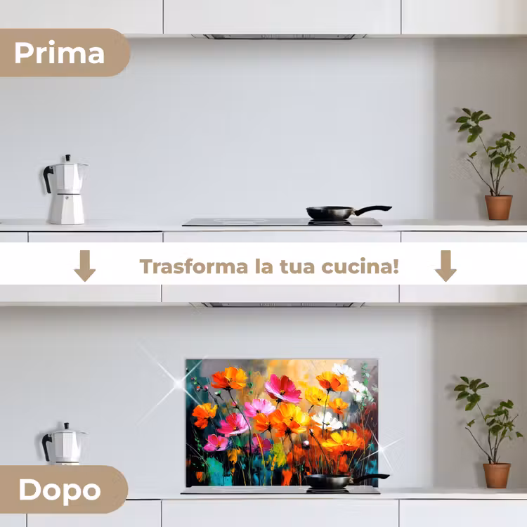 Paraschizzi cucina - Colori vivaci - Petali - Astratto — 7