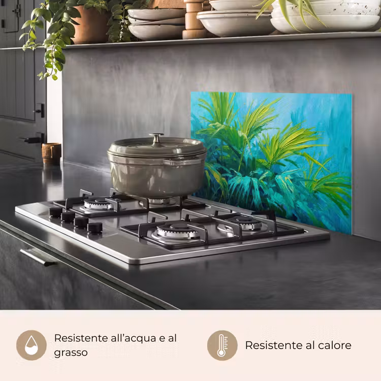 Paraschizzi cucina - Foglie - Verde - Pittura - Astratto — 2
