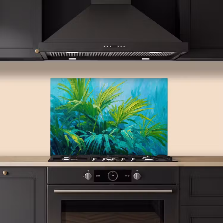 Paraschizzi cucina - Foglie - Verde - Pittura - Astratto — 5