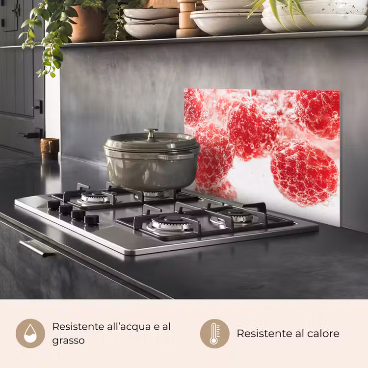 Paraschizzi cucina - Frutta - Acqua - Bolle - Rosso — 2