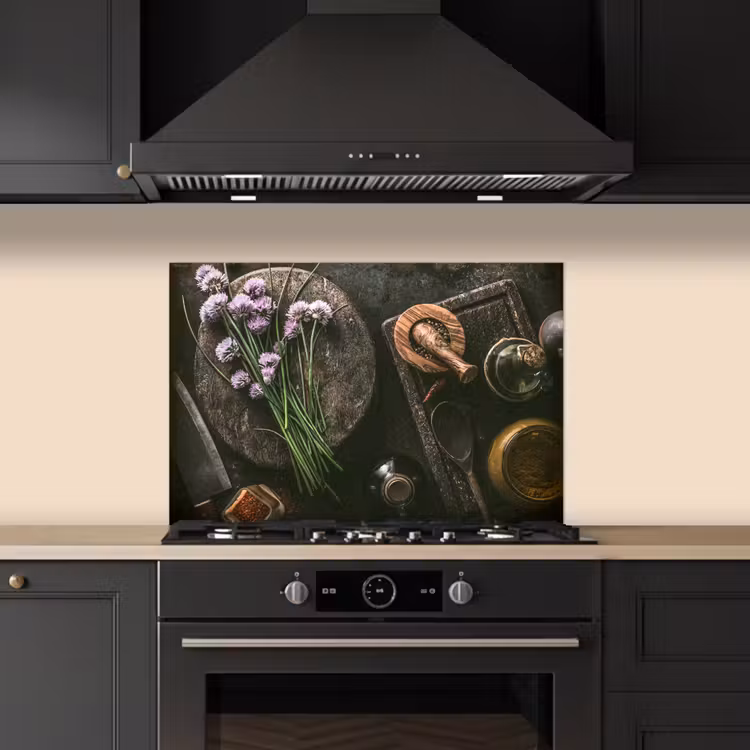 Paraschizzi cucina - Erba cipollina - Cucina - Mortaio - Rustico - Erbe - Viola — 5