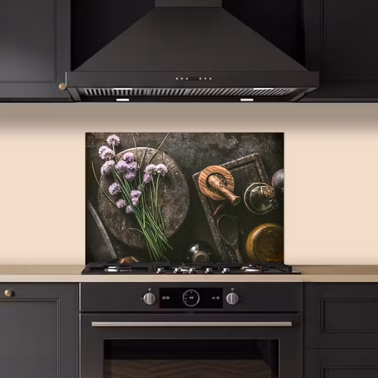 Paraschizzi cucina - Fiori d'arancio e utensili da cucina antichi — 5