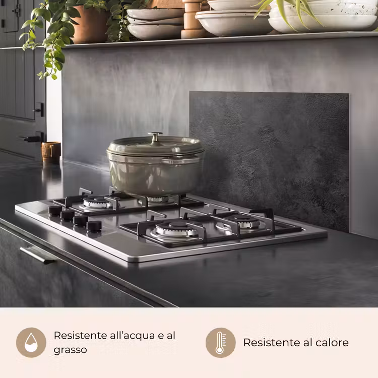 Paraschizzi cucina - Calcestruzzo - Testurizzato - Industriale - Nero - Grigio — 2