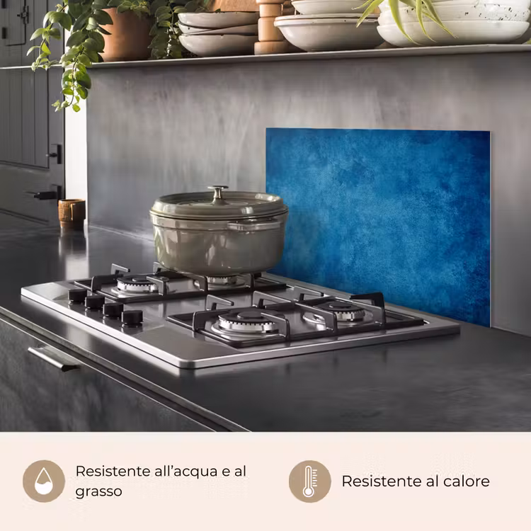 Paraschizzi cucina - Cemento - Blu - Vintage - Testurizzato - Industriale — 2
