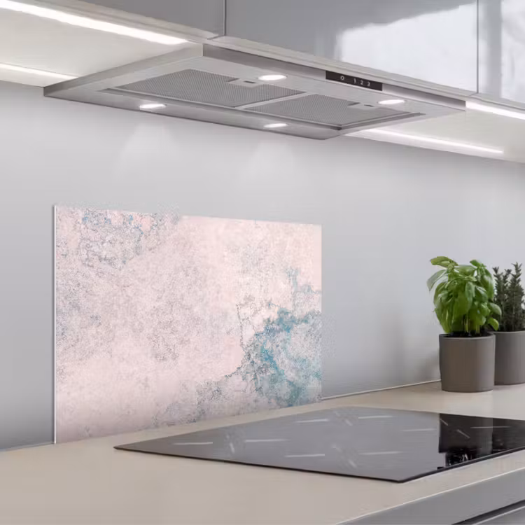 Paraschizzi cucina - Cemento - Calcestruzzo - Retrò - Industriale - Bianco - Blu — 1