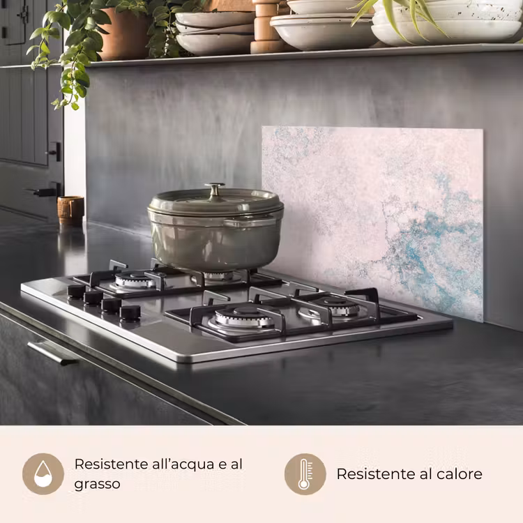 Paraschizzi cucina - Cemento - Calcestruzzo - Retrò - Industriale - Bianco - Blu — 2