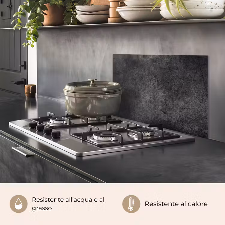 Paraschizzi cucina - Cemento - Strutturato - Retrò - Nero - Grigio - Rustico — 2