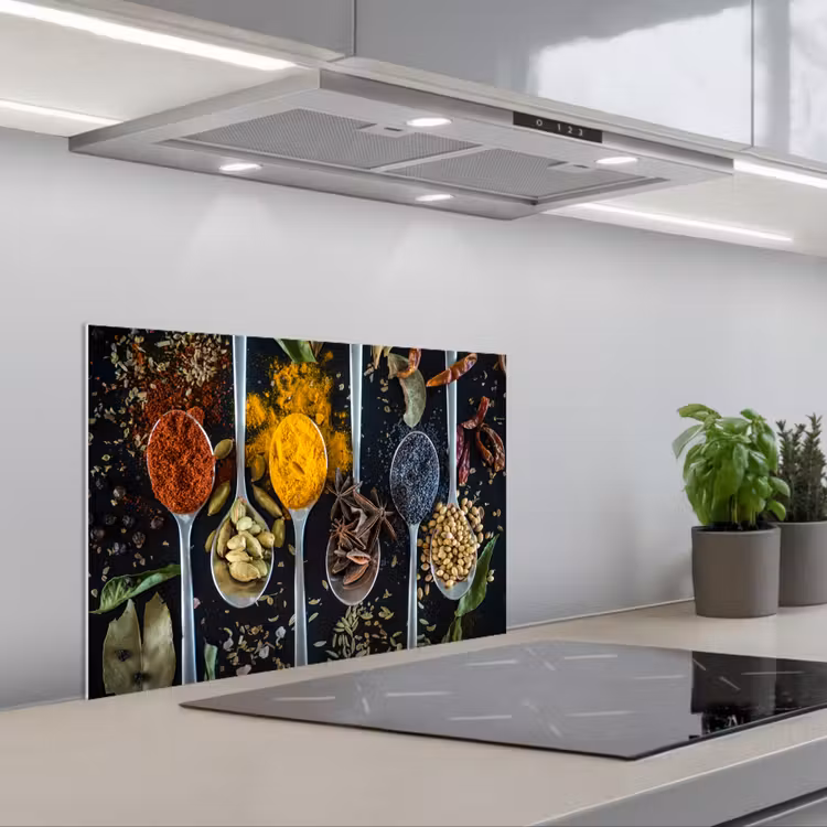 Paraschizzi cucina - Erbe - Cucchiaio - Spezie - Nero - Cucina — 1