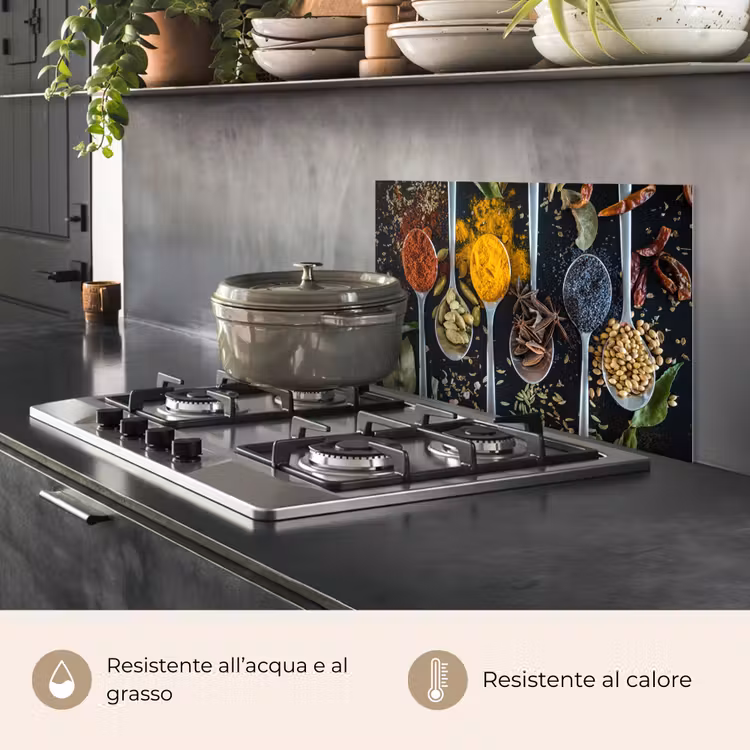 Paraschizzi cucina - Erbe - Cucchiaio - Spezie - Nero - Cucina — 2