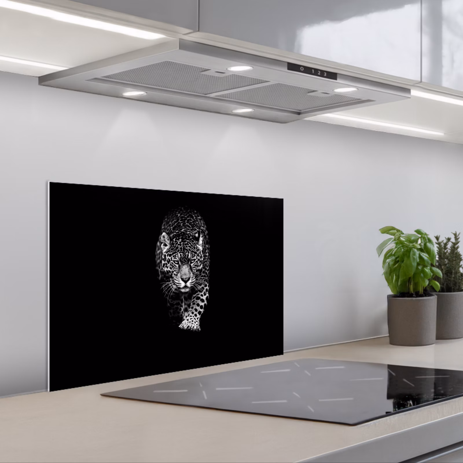 Paraschizzi cucina - Animali - Nero - Leopardo - Bianco - Selvaggio — 1